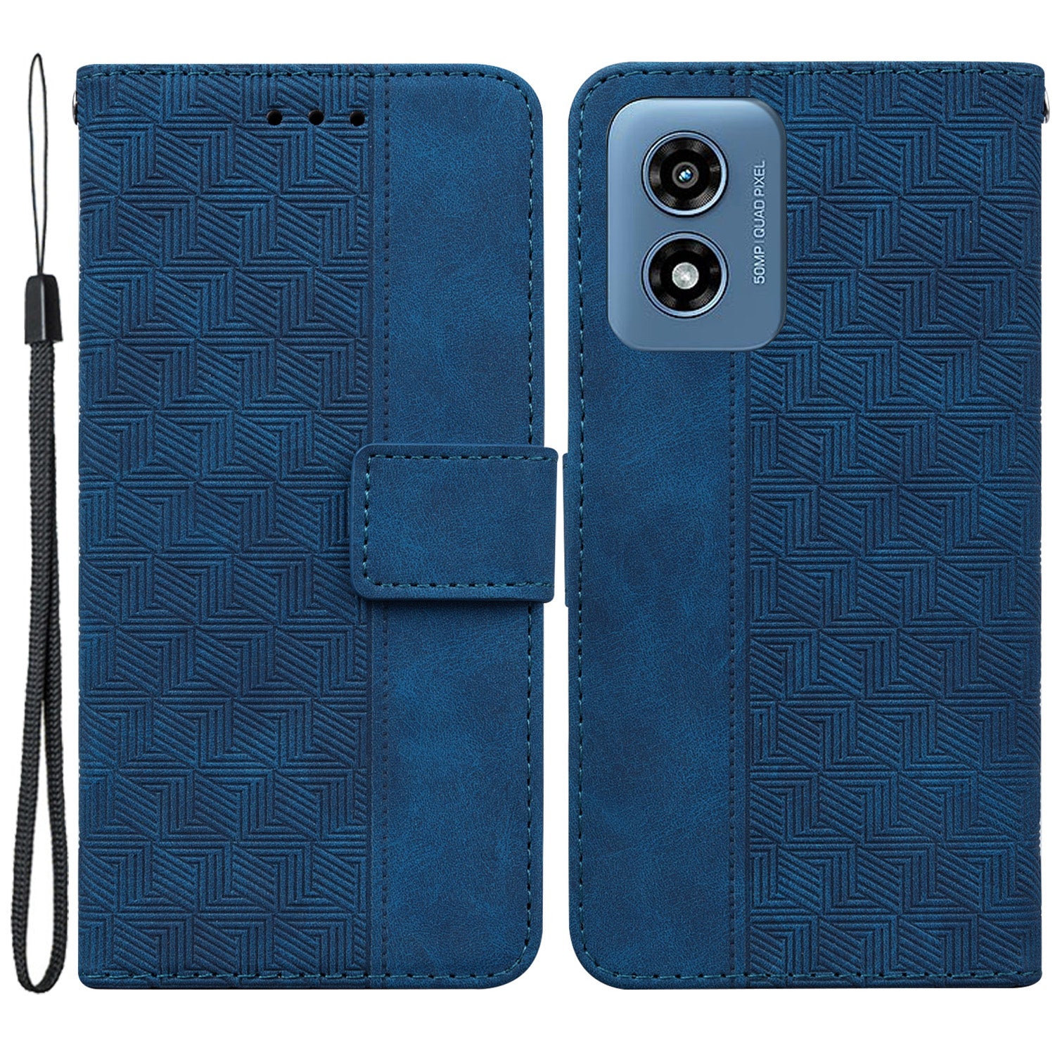 For Motorola Moto G Play (2024) 4G Case 3D Geometry Leather Wallet Phone Cover with Strap For Motorola Moto G Play (2024) 4G Case 3D Geometry Leather Wallet Phone Cover with Strap